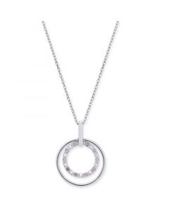 Diamond Double Circle 18" Pendant Necklace (1/10 ct. t.w.) in Sterling Silver