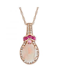 Multi-Gemstone (1-3/8 ct. t.w.) & Diamond (1/6 ct. t.w.) 18" Pendant Necklace in 14k Rose Gold