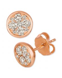 Strawberry & Nude™ Diamond Cluster Stud Earrings (1/2 ct. t.w.) in 14k Rose Gold