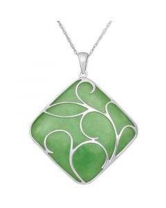 Sterling Silver Necklace, Jade Swirl Overlay Pendant