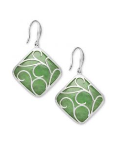 Sterling Silver Earrings, Jade Swirl Overlay Earrings