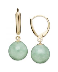 Jade Bead Drop in 14k Gold Earrings