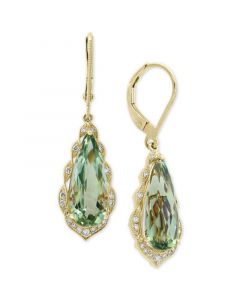 EFFY® Green Quartz (5-9/10 ct. t.w.) & Diamond (1/6 ct. t.w.) Drop Earrings in 14k Gold