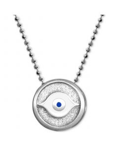 Textured & Enamel Evil Eye 16" Pendant Necklace in Sterling Silver