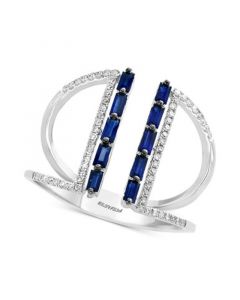 EFFY® Sapphire (1/2 ct. t.w.) & Diamond (1/6 ct. t.w.) Cuff Ring in 14k White Gold