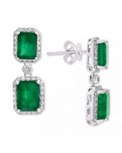 EFFY® Emerald (4-3/4 ct. t.w.) & Diamond (3/8 ct. t.w.) Drop Earrings in 14k White Gold or Yellow Gold