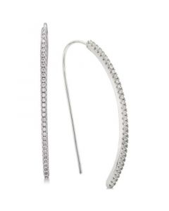 Cubic Zirconia Pavé Dagger Drop Threader Earrings in Sterling Silver, Created for Macy's