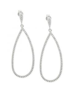 Cubic Zirconia Pavé Teardrop Drop Earrings in Sterling Silver, Created for Macy's