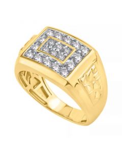 Men's Diamond Cluster Nugget Detail Ring (1 ct. t.w.) in 10k Gold