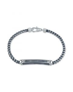 Diamond Link Bracelet (1/10 ct. t.w.) in Black or Blue Ion-Plated Stainless Steel, Created for Macy's