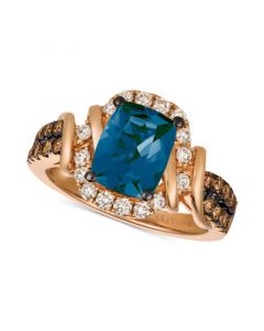 Chocolate & Nude™ Deep Sea Blue Topaz™ (2-1/10 ct. t.w.) & Diamond (5/8 ct. t.w.) Ring in 14k Rose Gold