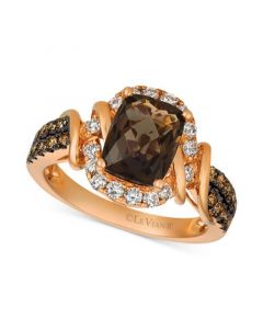 Chocolate Quartz® (1-3/4 ct. t.w.) & Diamond (5/8 ct. t.w.) Statement Ring in 14k Rose Gold