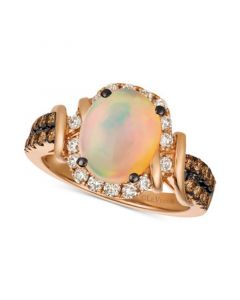 Chocolate & Nude™ Neopolitan Opal™ (7/8 ct. t.w.) & Diamond (5/8 ct. t.w.) Ring in 14k Rose Gold