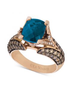 Chocolatier® Deep Sea Blue Topaz™ (3-3/8 ct. t.w.) & Diamond (1-1/5 ct. t.w.) Ring in 14k Rose Gold