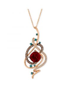 Exotics® Crazy Collection® Pomegranate Garnet™ (4-1/2 ct. t.w.) & Diamond (3/4 ct. t.w.) 18" Pendant Necklace in 14k Rose Gold