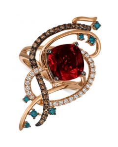 Exotics® Crazy Collection® Pomegranate Garnet™ (4-1/2 ct. t.w.) & Diamond (5/8 ct. t.w.) Statement Ring in 14k Rose Gold