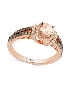 Chocolatier® Peach Morganite™ (1/3 ct. t.w.) & Diamond (1/2 ct. t.w.) Ring in 14k Rose Gold