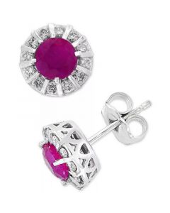 EFFY® Tanzanite (9/10 ct. t.w.) & Diamond (1/3 ct. t.w.) Stud Earrings in 14k White Gold (Also available in Ruby, Emerald & Sapphire)