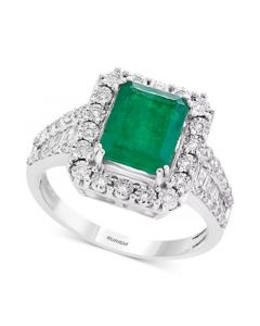 Brasilica by EFFY® Emerald (2-1/5 ct. t.w.) & Diamond (1/2 ct. t.w.) Ring in 14k White Gold & 14k Yellow Gold