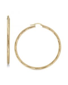 Textured Hoop Earrings in 14k Gold, 50mm, Made in Italy