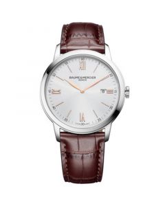 Men's Swiss Classima Red-Brown Leather Strap Watch 42mm