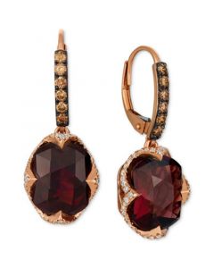 Raspberry Rhodolite Garnet (9-5/8 ct. t.w.) & Diamond (3/4 ct. t.w.) Drop Earrings in 14k Rose Gold