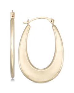 Polished Graduated Oval Hoop Earrings in 10k Gold