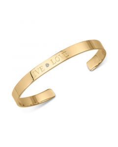 Diamond Accent "Live Love" Cuff Bangle Bracelet in 14kt Gold Over Silver (also available in Sterling Silver)