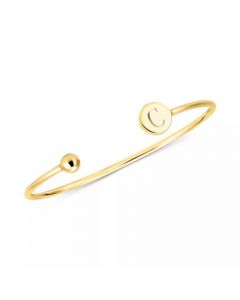 Initial Elle Cuff Bangle Bracelet in 14K Gold-Plated Sterling Silver