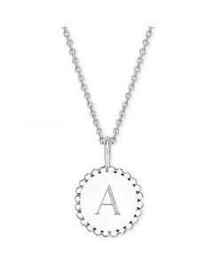 Initial Medallion Pendant Necklace in Sterling Silver, 18"