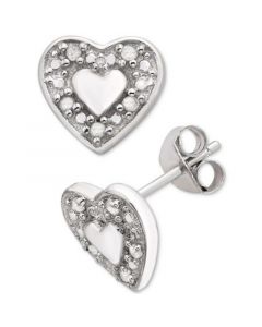 Diamond Heart Stud Earrings (1/10 ct. t.w.) in Sterling Silver