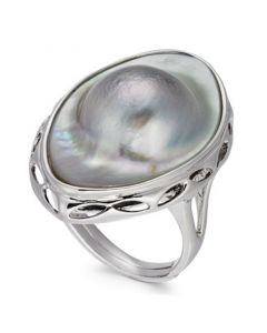 Mabé Blister Pearl (18 x 28mm) Statement Ring in Sterling Silver