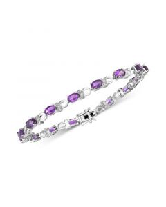 Amethyst (6 ct. t.w.) & Diamond Accent Link Bracelet in Sterling Silver (Also available Mystic Topaz)