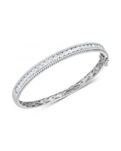 Cubic Zirconia Bangle Bracelet in Sterling Silver (Also Available in 18k Gold Plated Sterling Silver)