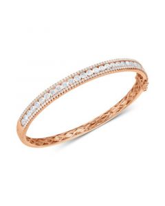 Cubic Zirconia Bangle Bracelet in 18k Rose Gold-Plated Sterling Silver