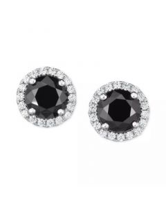 Cubic Zirconia Halo Stud Earrings in Sterling Silver