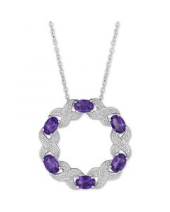 Amethyst (3 ct. t.w.) & Diamond Accent 18" Pendant Necklace in Sterling Silver