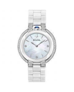 Women's Rubaiyat Diamond (1/3 ct. t.w.) Stainless Steel and White Ceramic Bracelet Watch 35mm