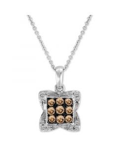 Diamond Square Cluster 18" Pendant Necklace (3/8 ct. t.w.) in 14k White Gold