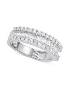 Diamond Baguette Cluster Band (1 ct. t.w.) in 14k White, Yellow or Rose Gold