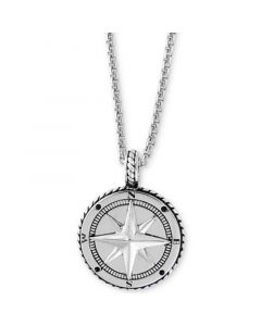 EFFY® Men's Compass 22" Pendant Necklace in Sterling Silver