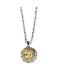 EFFY® Men's Two-Tone Lion's Head 22" Pendant Necklace in Sterling Silver and 18k Gold-Plate