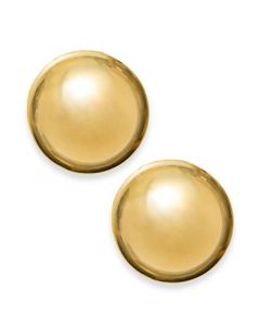 14k Gold Earrings, 12mm Domed Ball Stud Earrings