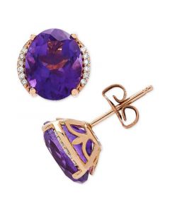 Amethyst (3-1/5 ct. t.w.) & Diamond Accent Stud Earrings in 14k Gold