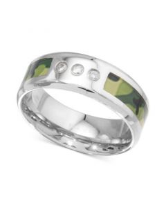 Men's Diamond Camouflage Band (1/10 ct. t.w.) in Stainless Steel