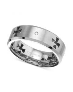 Men's Diamond Accent Cross Cutout Band in Titanium