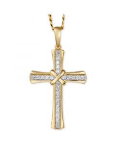 Men's Diamond Cross 22" Pendant Necklace (1/4 ct. t.w.) in 10k Gold