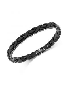 Men's Black-Tone Stainless Steel Crisscross Link Bracelet