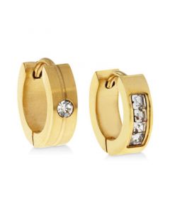 Men's Gold-Tone Stainless Steel & Cubic Zirconia Mismatch Small Hoop Earrings  s