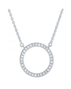 Diamond Circle Pendant Necklace (1/4 ct. t.w.) in Sterling Silver, 16" + 2" extender